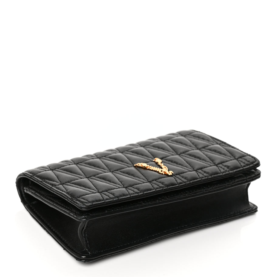 Versace Nappa Quilted Virtus Clutch Bag Black Image 3
