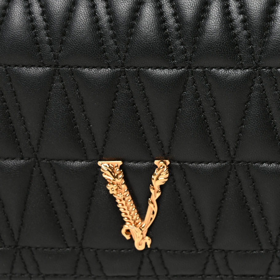 Versace Nappa Quilted Virtus Clutch Bag Black Image 6
