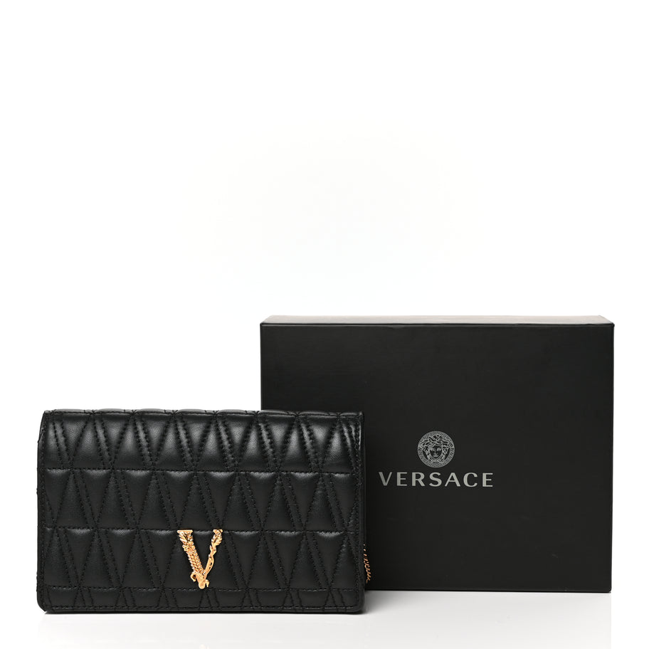 Versace Nappa Quilted Virtus Clutch Bag Black Image 10