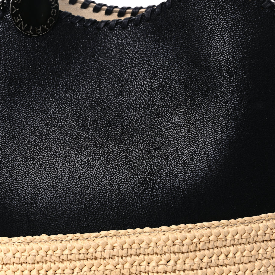 Stella McCartney Shaggy Deer Raffia Large Half & Half Tote Bag  Black Natural Image 6