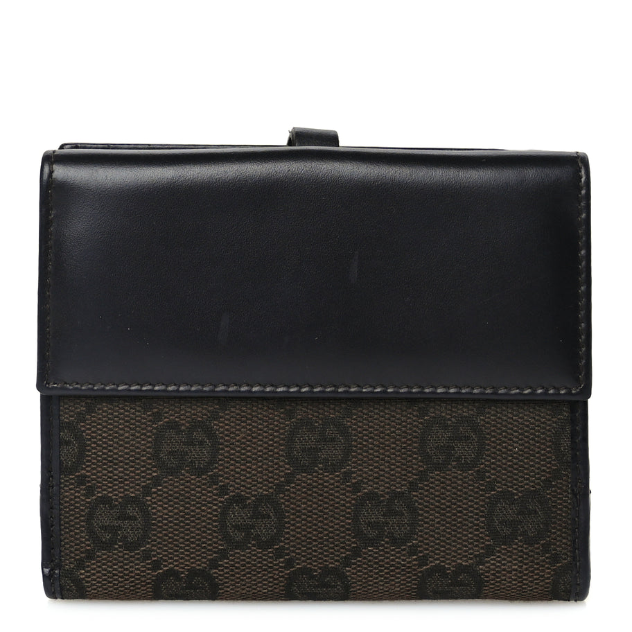 Gucci Monogram Piston Lock Compact Wallet Dark Brown Image 1
