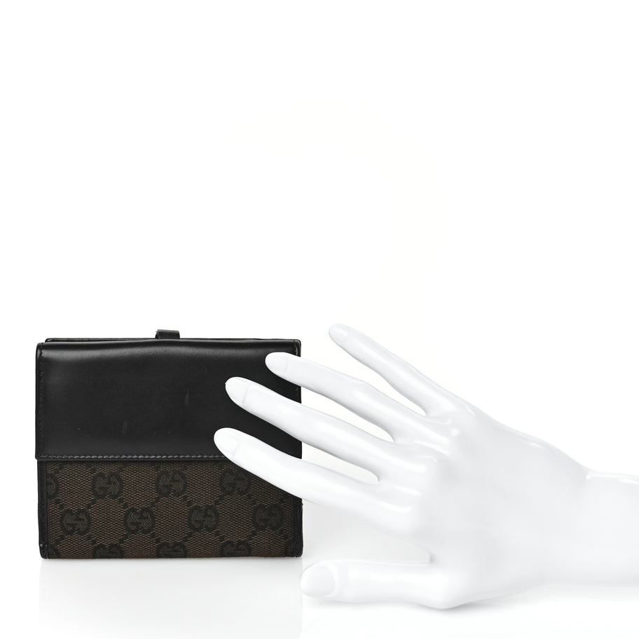 Gucci Monogram Piston Lock Compact Wallet Dark Brown Image 2