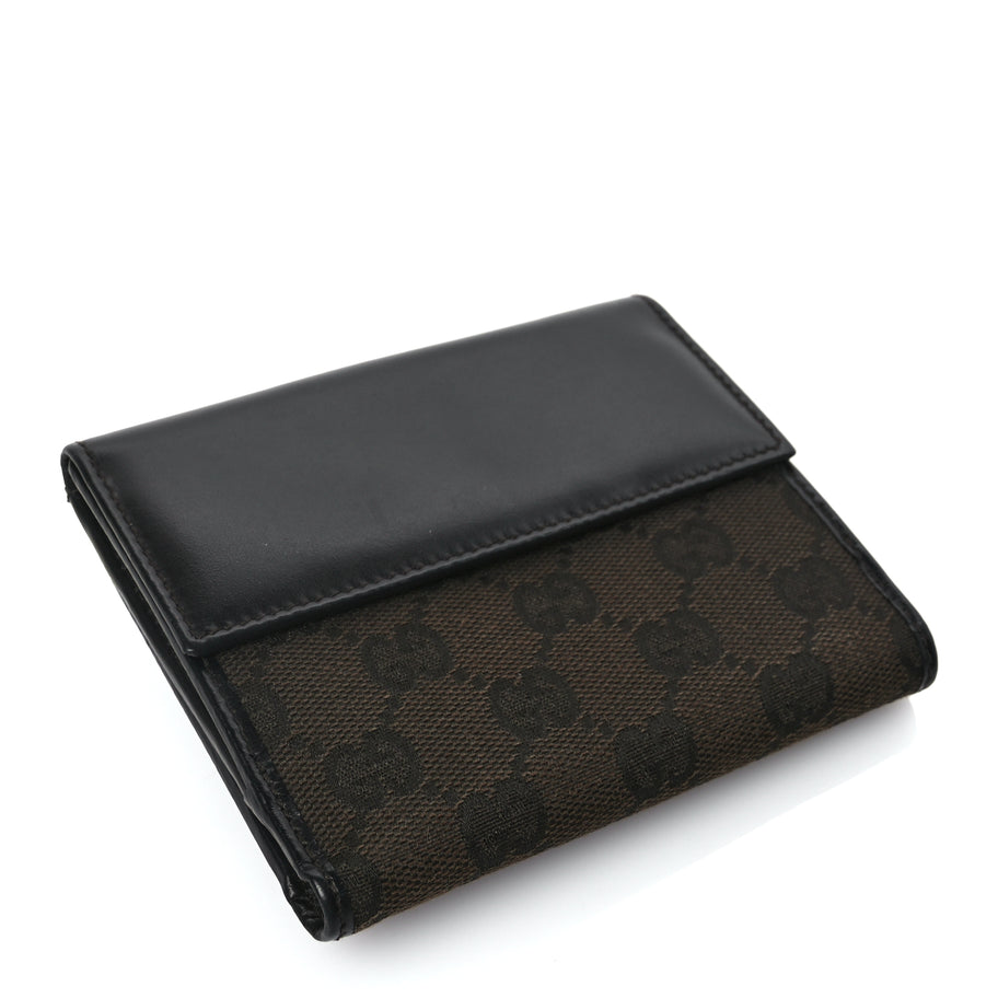 Gucci Monogram Piston Lock Compact Wallet Dark Brown Image 4