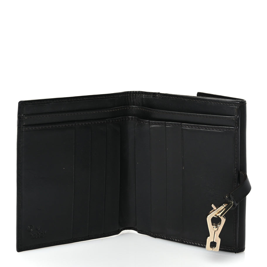 Gucci Monogram Piston Lock Compact Wallet Dark Brown Image 5