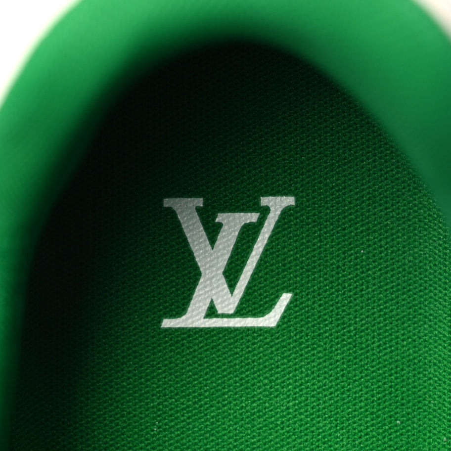 Louis Vuitton Grained Calfskin Script Mens LV Trainer Sneakers 10 Green Image 7
