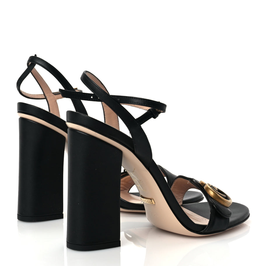 Gucci Lifford Calfskin GG Marmont Ankle Wrap 105mm Sandals Black Image 4