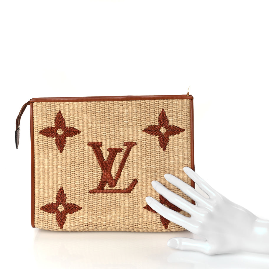 Louis Vuitton Raffia Monogram Giant Toiletry Pouch 26 Tan Image 2