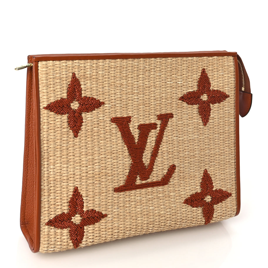 Louis Vuitton Raffia Monogram Giant Toiletry Pouch 26 Tan Image 3