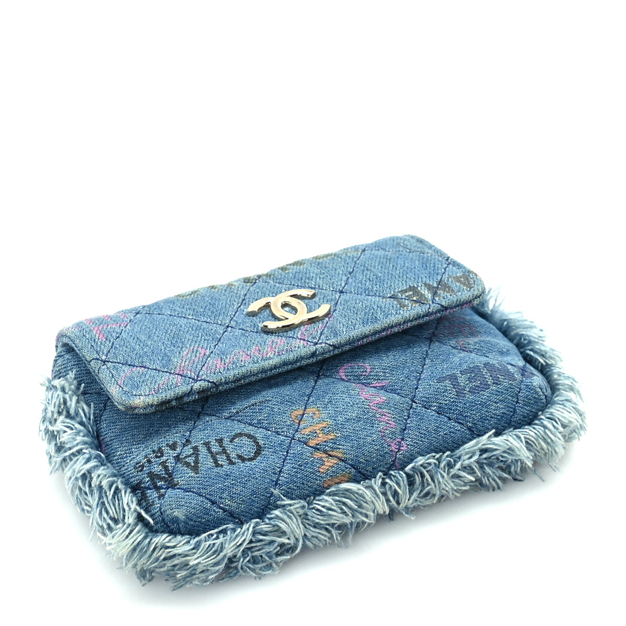 Chanel Denim Quilted Denim Mood Clutch With Chain Blue Multicolor Image 3