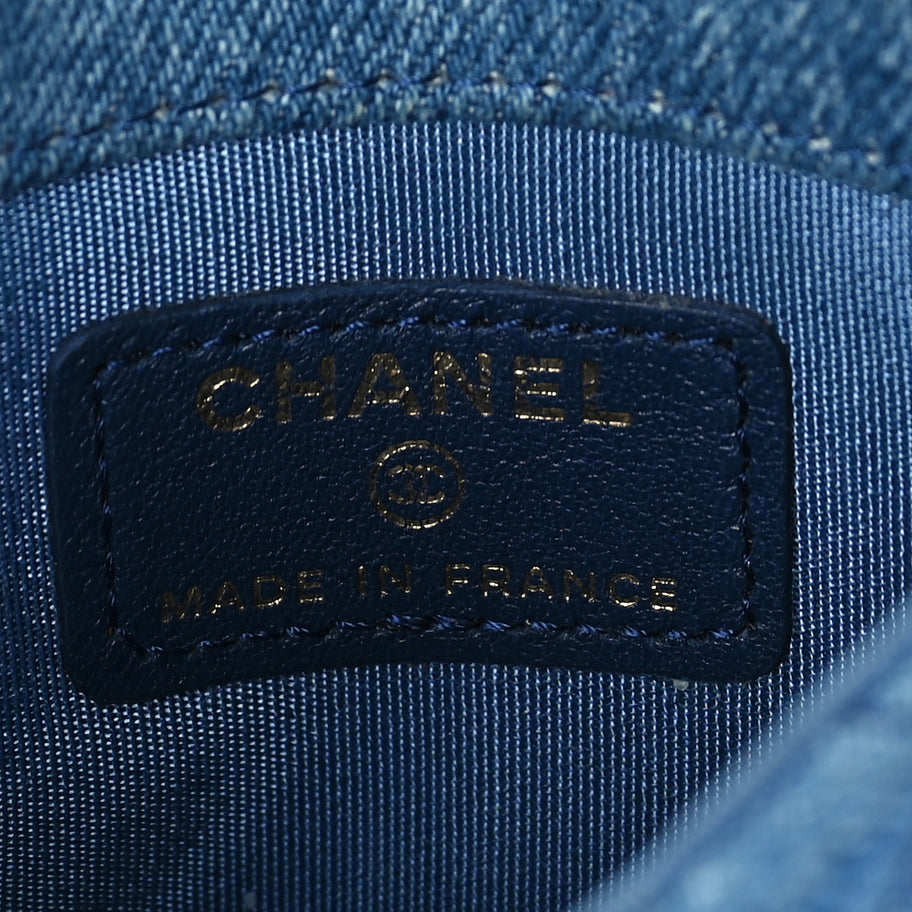 Chanel Denim Quilted Denim Mood Clutch With Chain Blue Multicolor Image 5