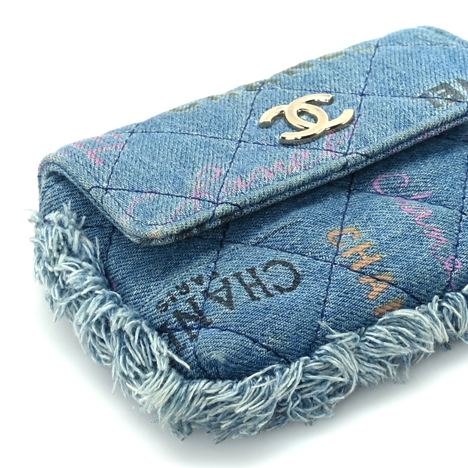 Chanel Denim Quilted Denim Mood Clutch With Chain Blue Multicolor Image 8