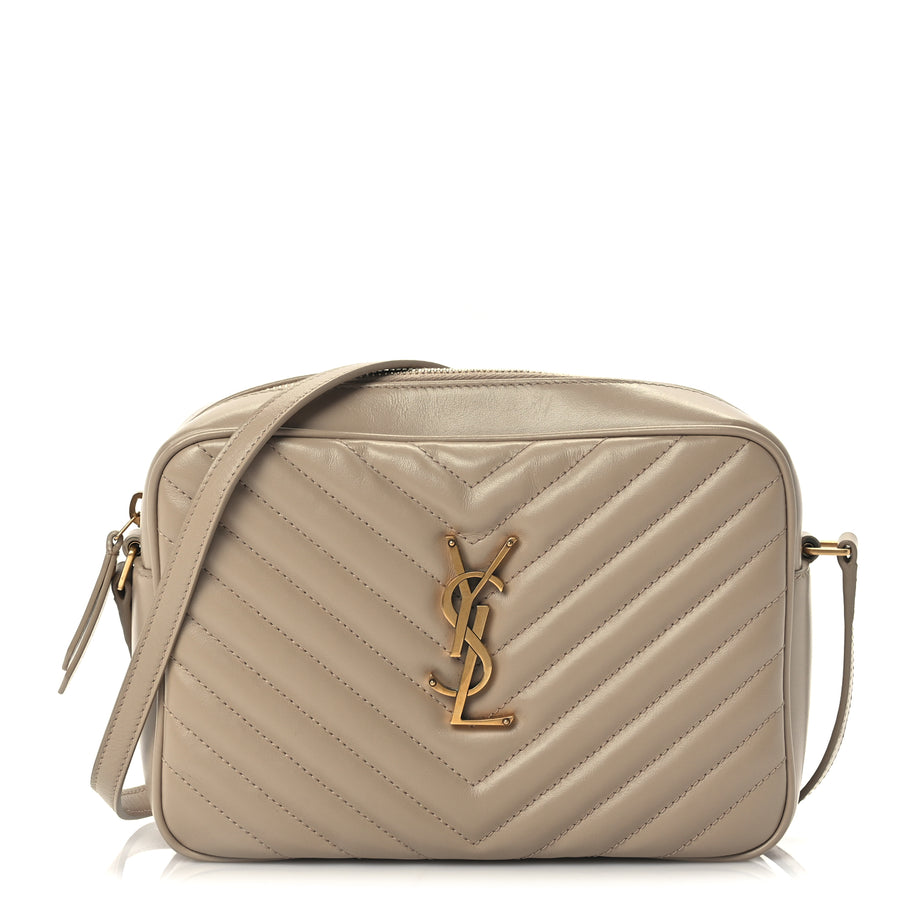 Saint Laurent Calfskin Matelasse Monogram Lou Camera Bag Dark Beige Image 1