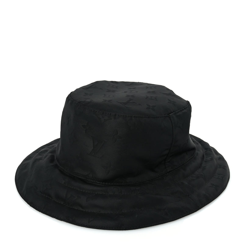  Louis Vuitton Nylon Monogram Reversible Rain Bucket Hat L Black