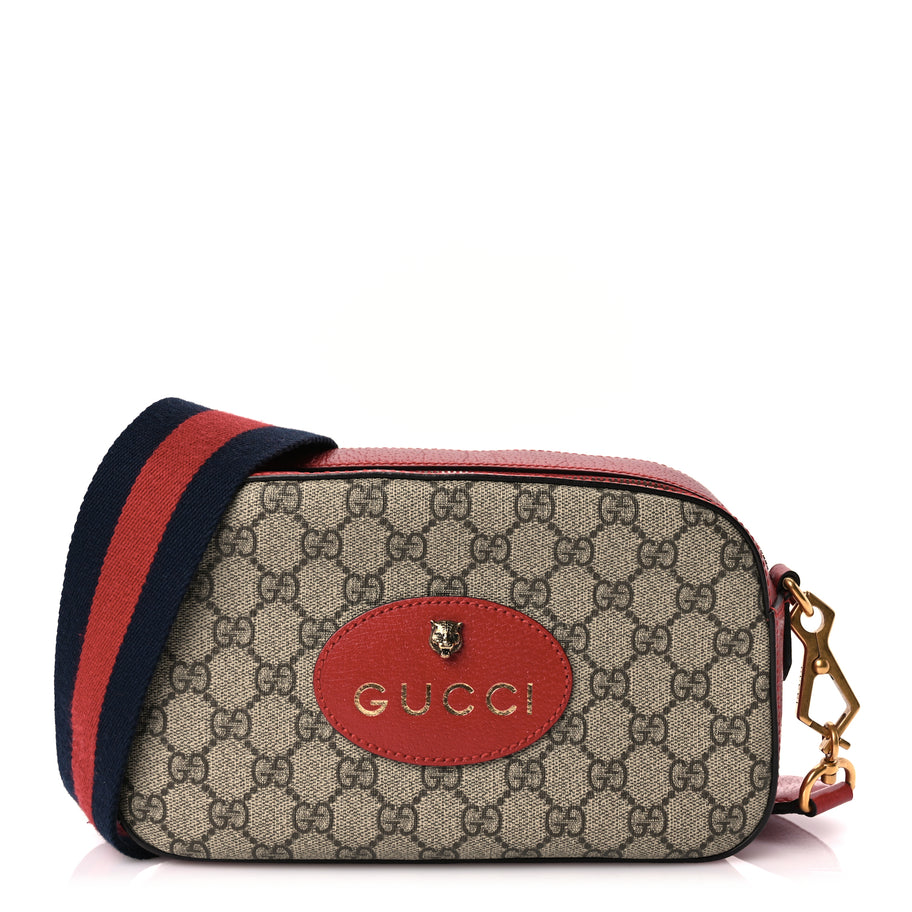Gucci GG Supreme Monogram Web Neo Vintage Shoulder Bag Beige Red Image 1