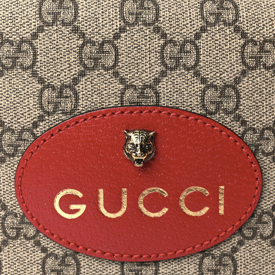 Gucci GG Supreme Monogram Web Neo Vintage Shoulder Bag Beige Red Image 7
