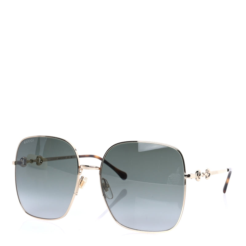  Gucci Metal Horsebit Square Sunglasses GG0879S Gold