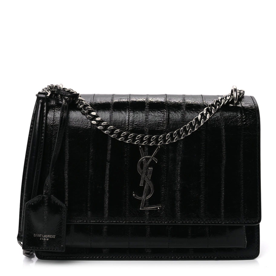 Saint Laurent Glossy Eelskin Medium Monogram Sunset Black Image 1