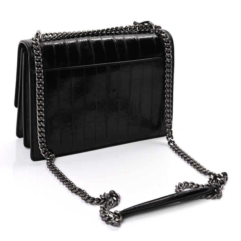  Saint Laurent Glossy Eelskin Medium Monogram Sunset Black