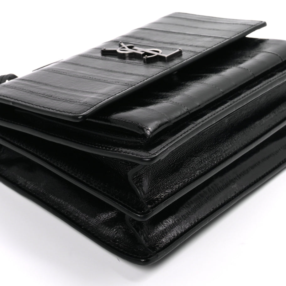 Saint Laurent Glossy Eelskin Medium Monogram Sunset Black Image 7
