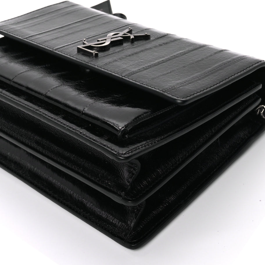 Saint Laurent Glossy Eelskin Medium Monogram Sunset Black Image 8