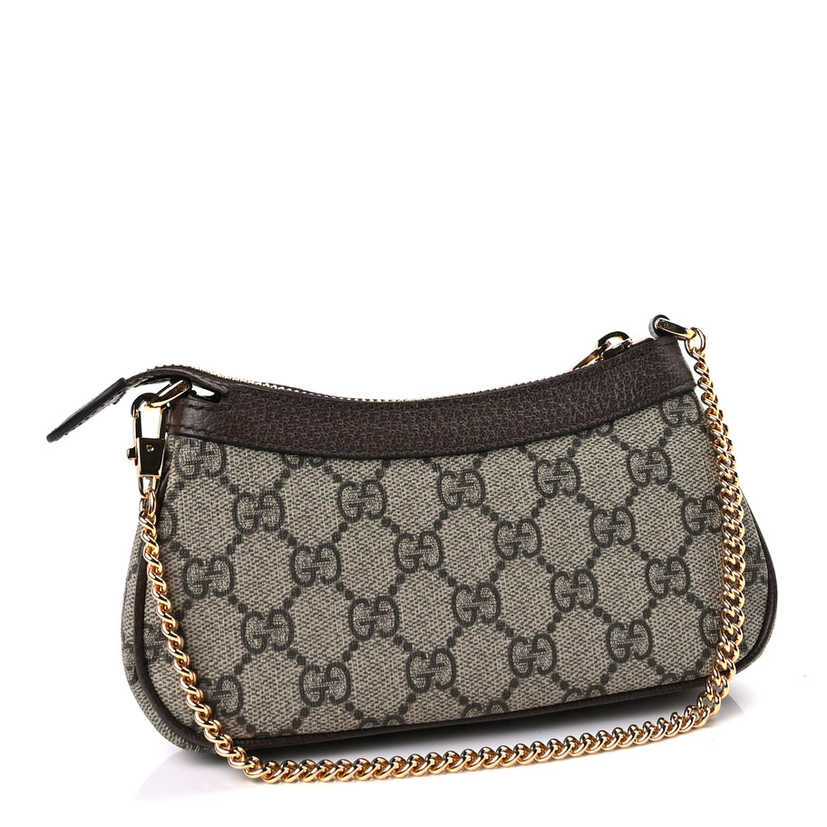 Gucci GG Supreme Monogram Textured Dollar Calfskin Mini Ophidia Chain Bag Beige Ebony Image 2
