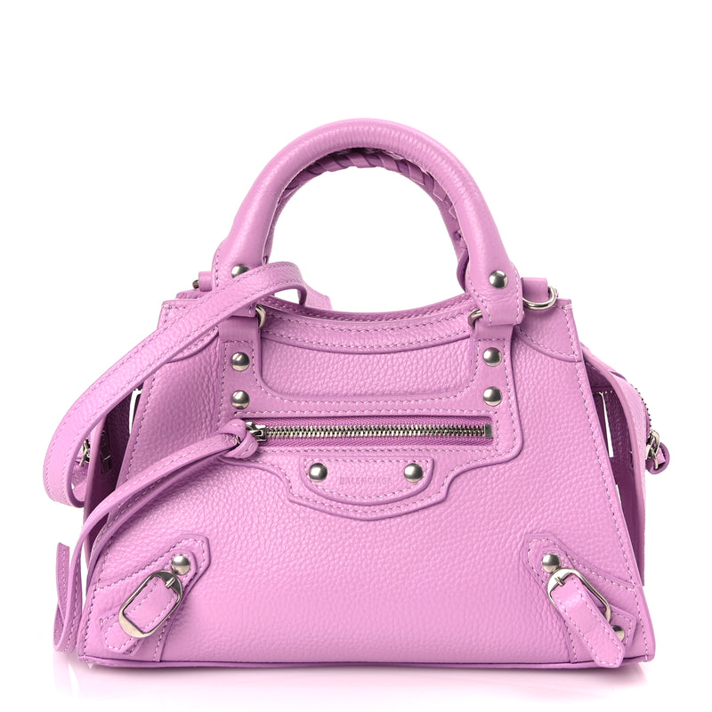  Balenciaga Grained Calfskin Neo Classic Silver Hardware Mini City Lilac