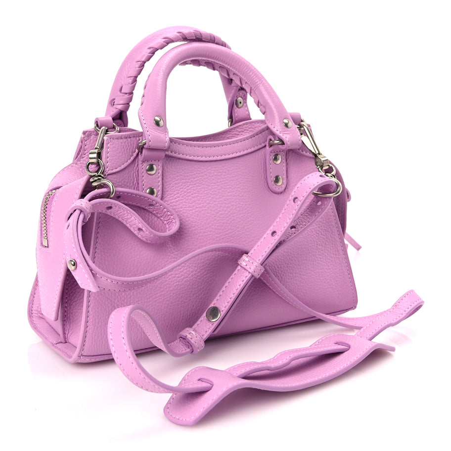 Balenciaga Grained Calfskin Neo Classic Silver Hardware Mini City Lilac Image 2