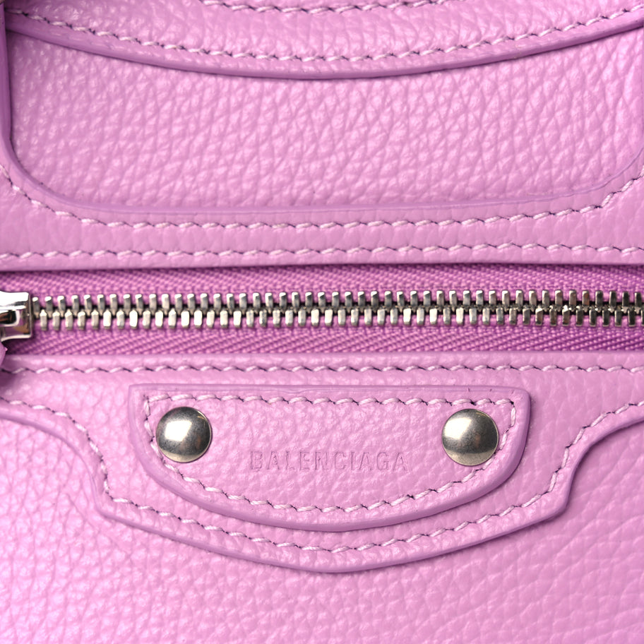 Balenciaga Grained Calfskin Neo Classic Silver Hardware Mini City Lilac Image 6