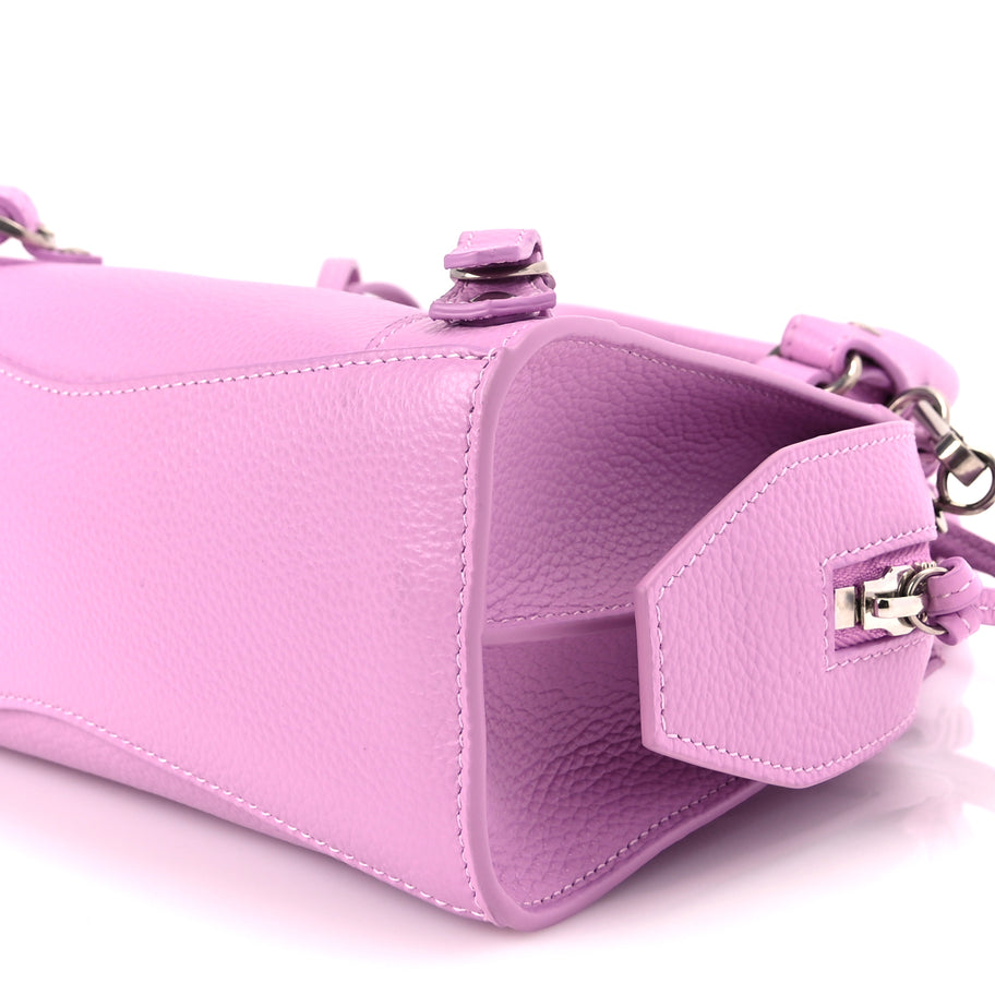 Balenciaga Grained Calfskin Neo Classic Silver Hardware Mini City Lilac Image 8