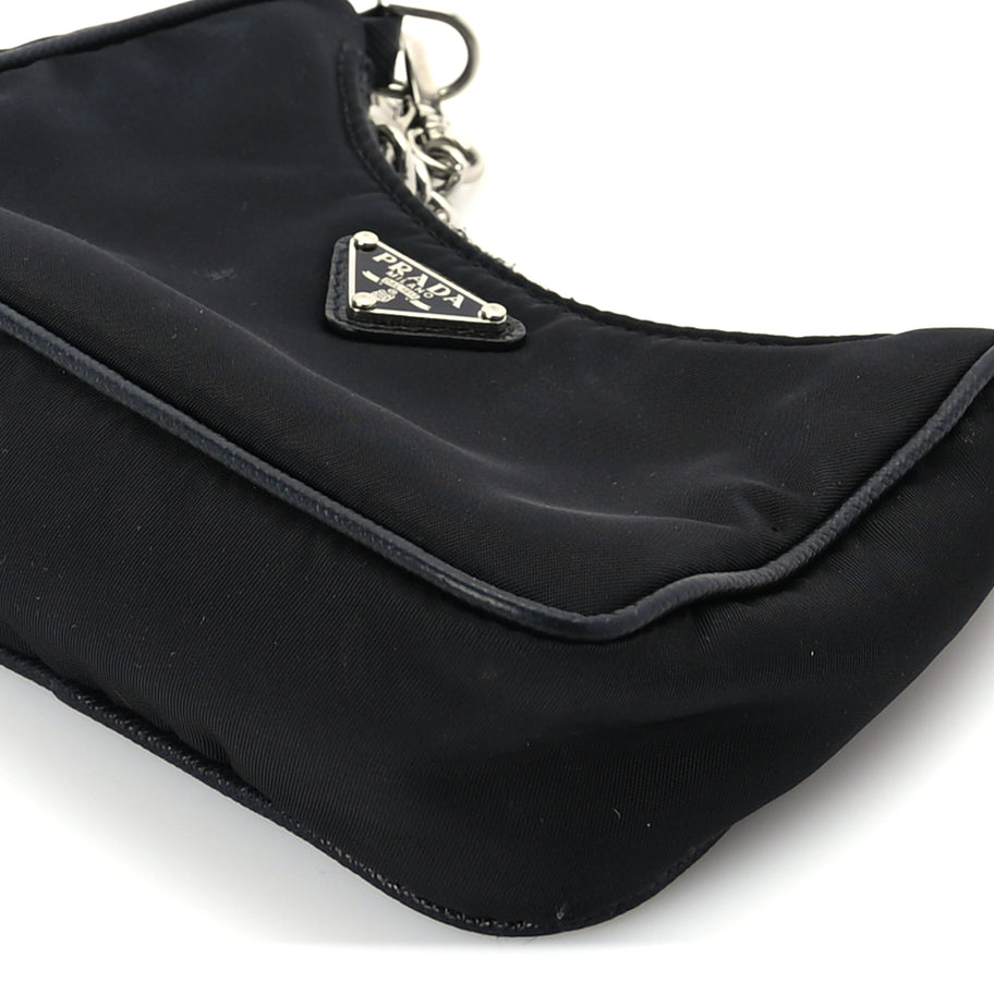 Prada Tessuto Nylon Mini Re-Edition 2000 Shoulder Bag Black Image 8