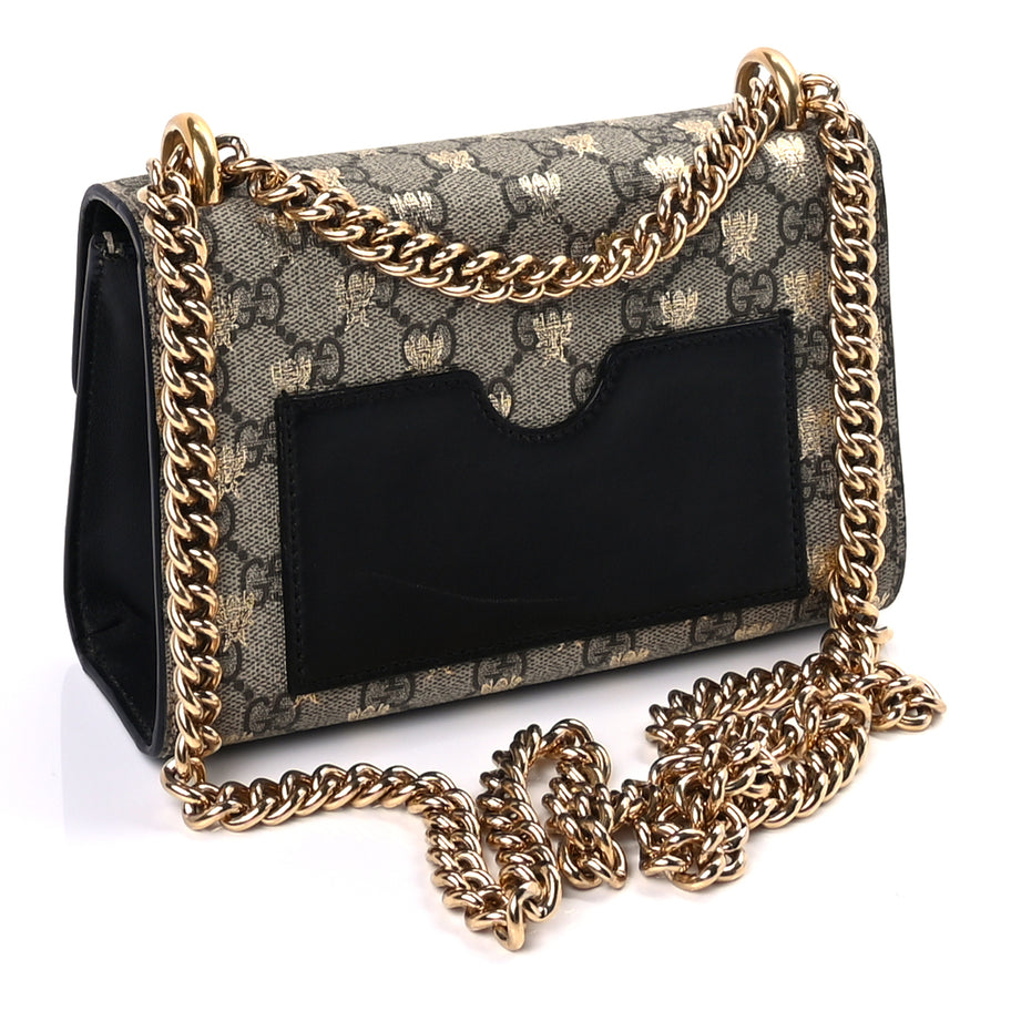 Gucci GG Supreme Monogram Bees Small Padlock Shoulder Bag  Black Image 2