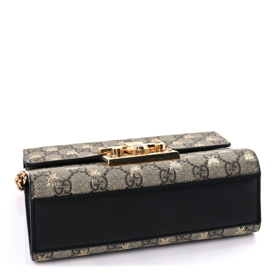 Gucci GG Supreme Monogram Bees Small Padlock Shoulder Bag  Black Image 3