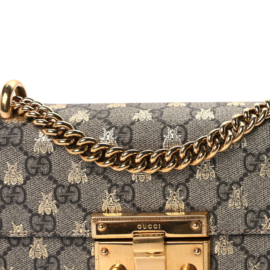 Gucci GG Supreme Monogram Bees Small Padlock Shoulder Bag  Black Image 6