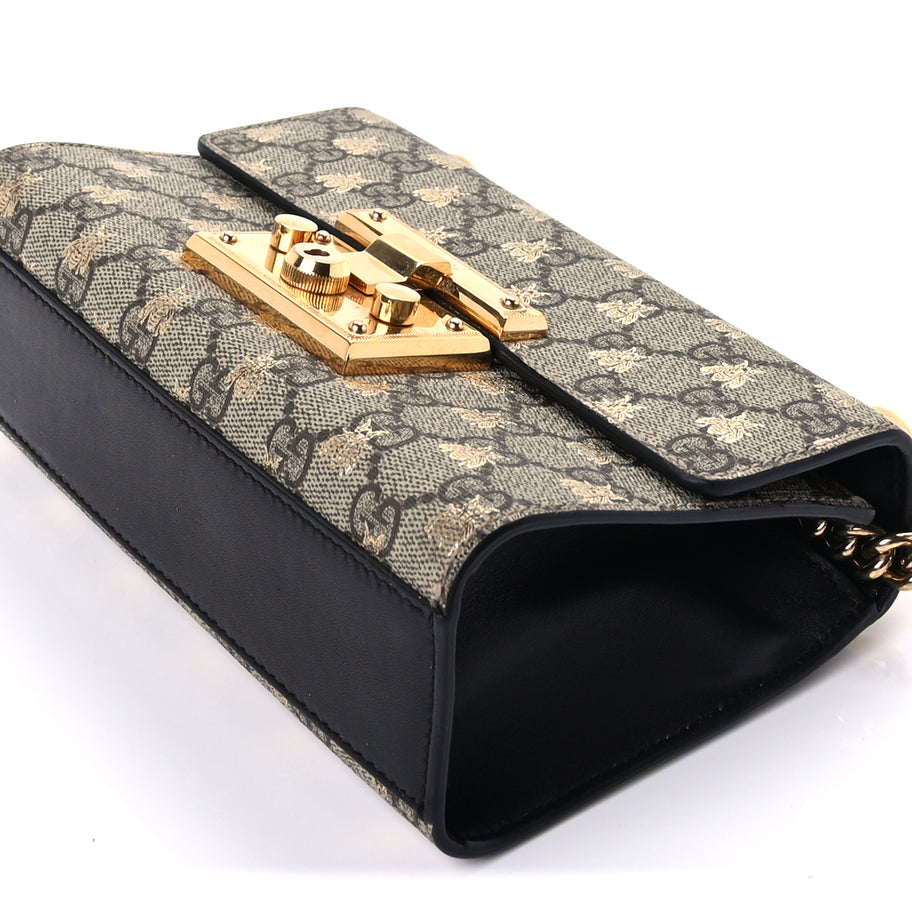 Gucci GG Supreme Monogram Bees Small Padlock Shoulder Bag  Black Image 8