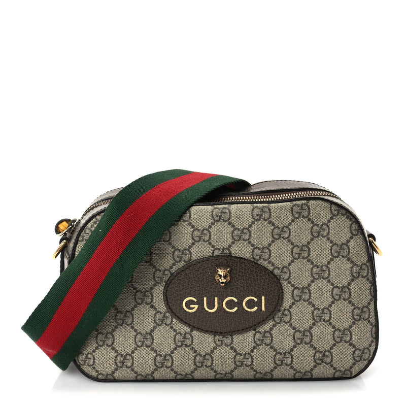  Gucci GG Supreme Monogram Web Neo Vintage Shoulder Bag New Acero Crop