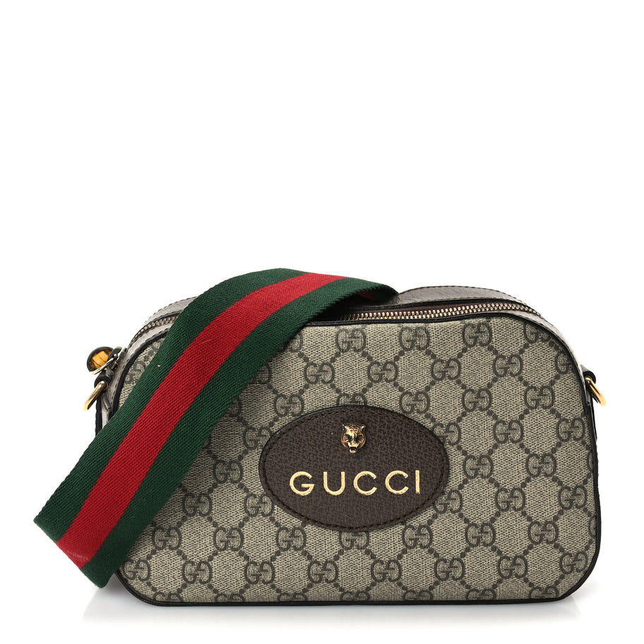 Gucci GG Supreme Monogram Web Neo Vintage Shoulder Bag New Acero Crop Image 1