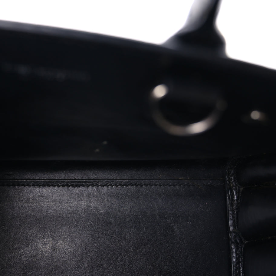 Saint Laurent Calfskin Crocodile Embossed Nano Sac De Jour  Black Image 4