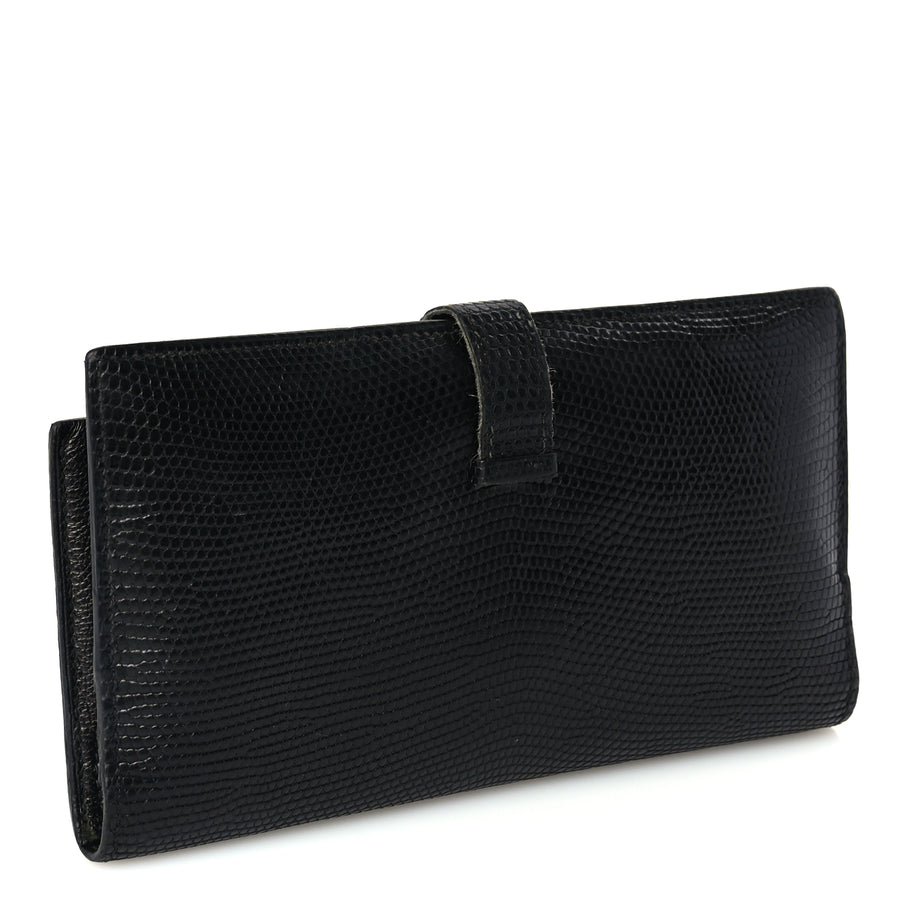 Hermes Lizard Varanus Niloticus Bearn Gusset Wallet Black Image 3