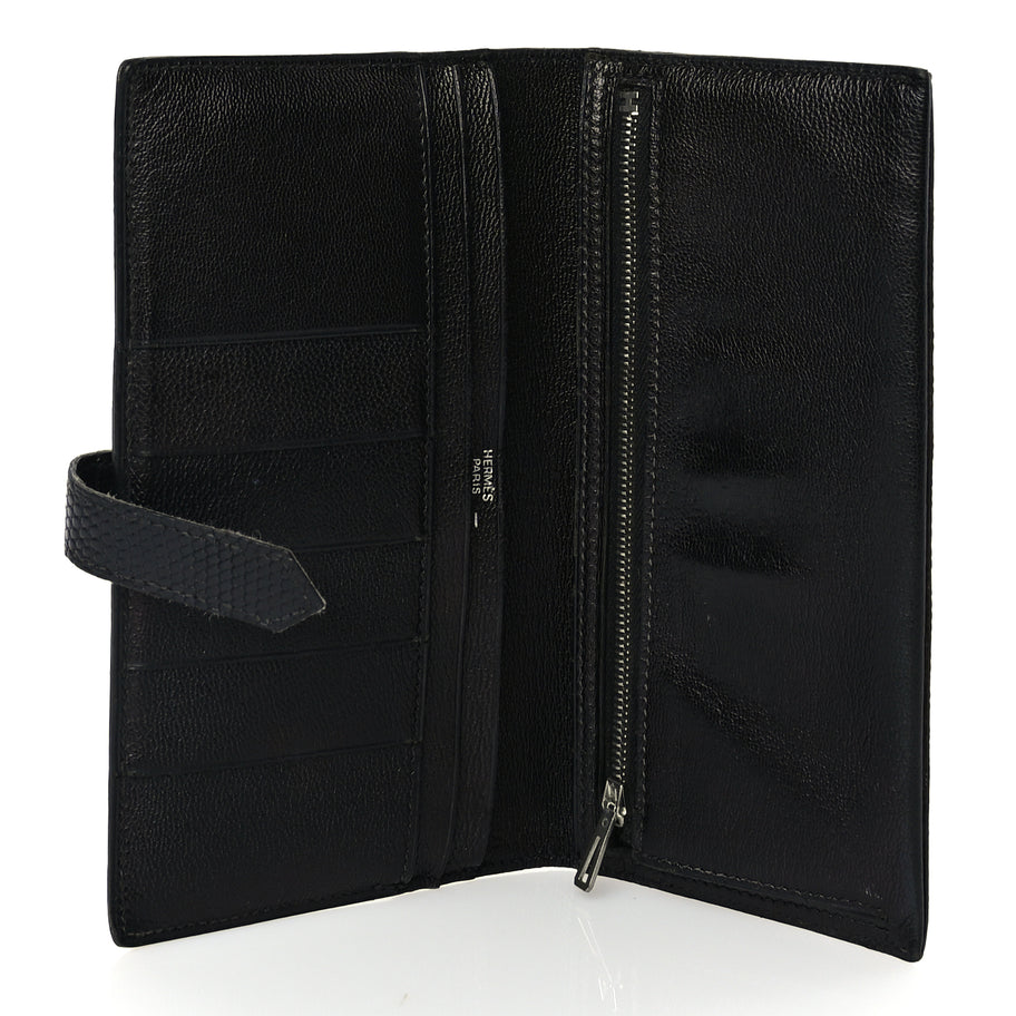 Hermes Lizard Varanus Niloticus Bearn Gusset Wallet Black Image 5