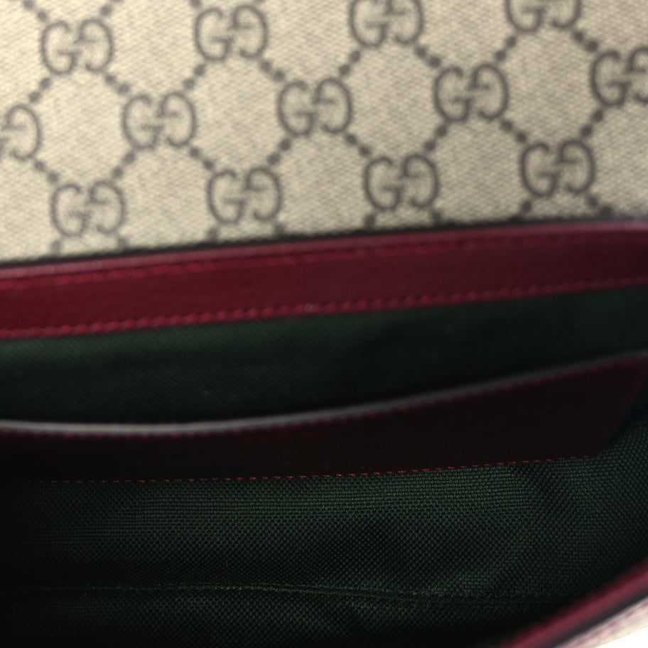Gucci GG Supreme Monogram Textured Dollar Calfskin Small Ophidia Top Handle Shoulder Bag Beige Bordeaux Image 4