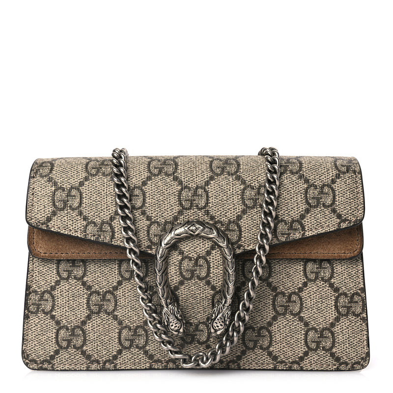  Gucci GG Supreme Monogram Super Mini Dionysus Shoulder Bag Taupe