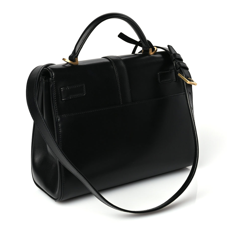 Saint Laurent Shiny Calfskin Le Fermoir Top Handle Bag Black Image 2