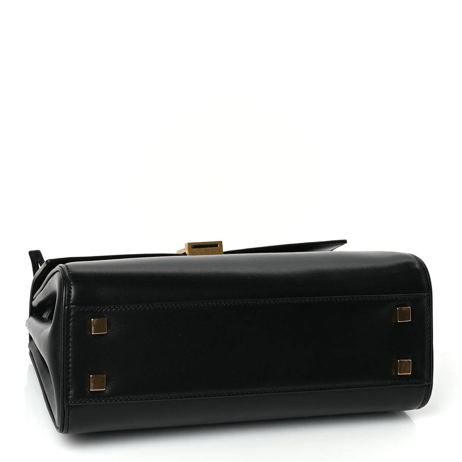 Saint Laurent Shiny Calfskin Le Fermoir Top Handle Bag Black Image 3