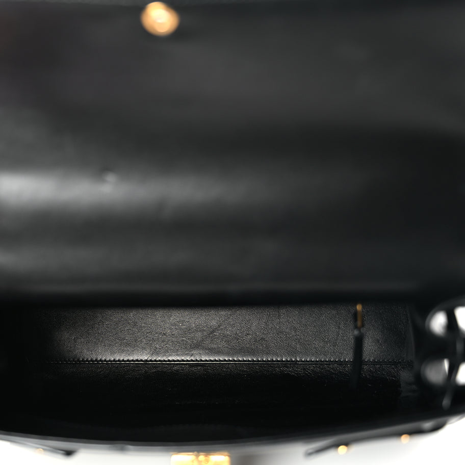 Saint Laurent Shiny Calfskin Le Fermoir Top Handle Bag Black Image 4