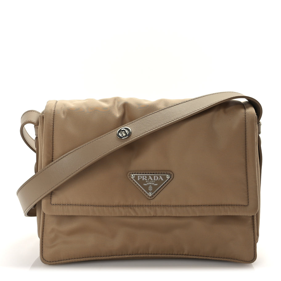 Prada Re-Nylon Vitello Padded Small Flap Shoulder Bag Deserto Image 1