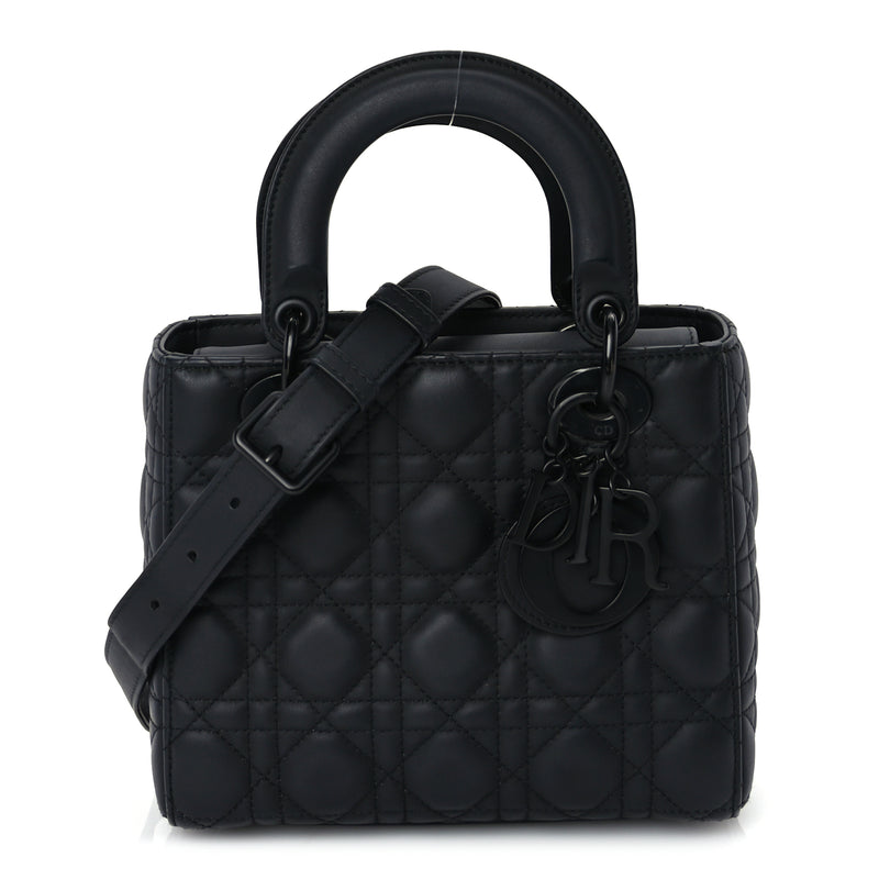  Christian Dior Ultra Matte Calfskin Cannage Small My ABCDior Lady Dior Black