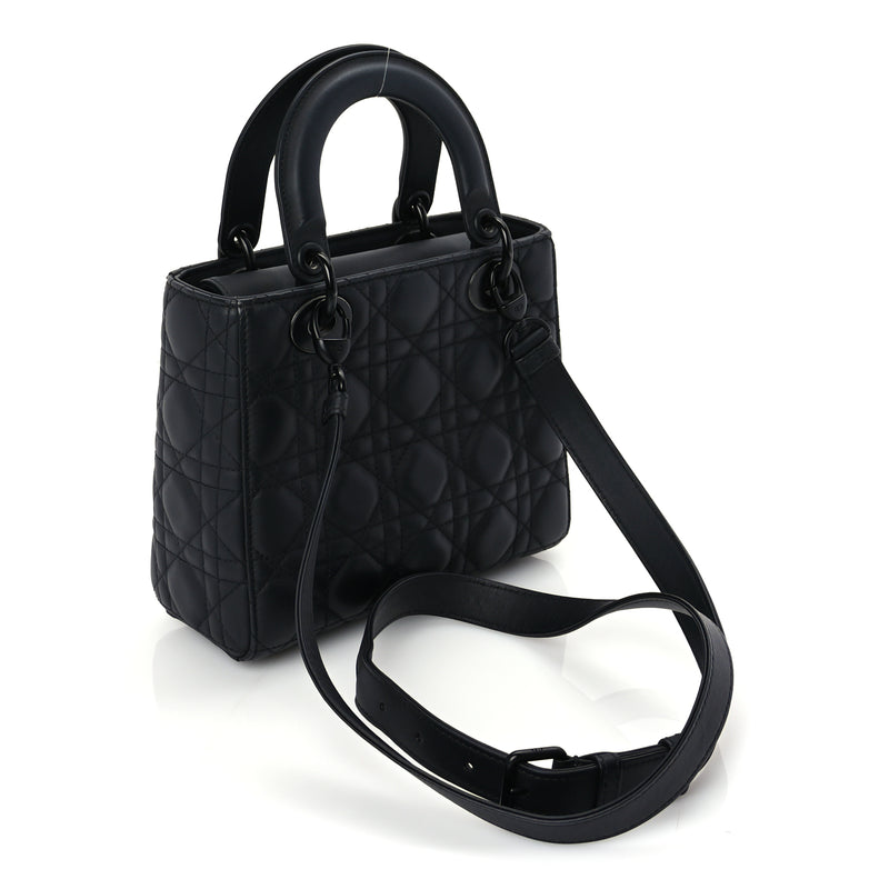  Christian Dior Ultra Matte Calfskin Cannage Small My ABCDior Lady Dior Black