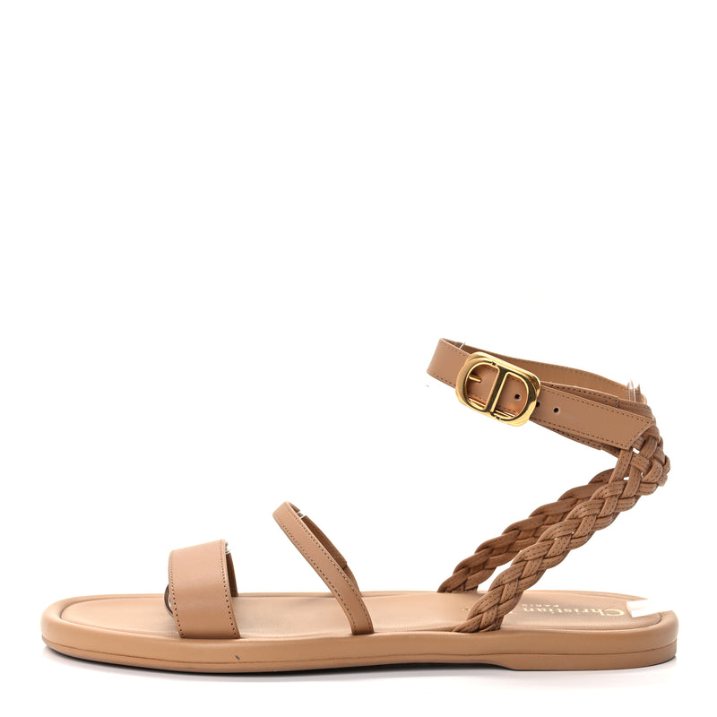  Christian Dior Calfskin Egee Sandals 37 Brown