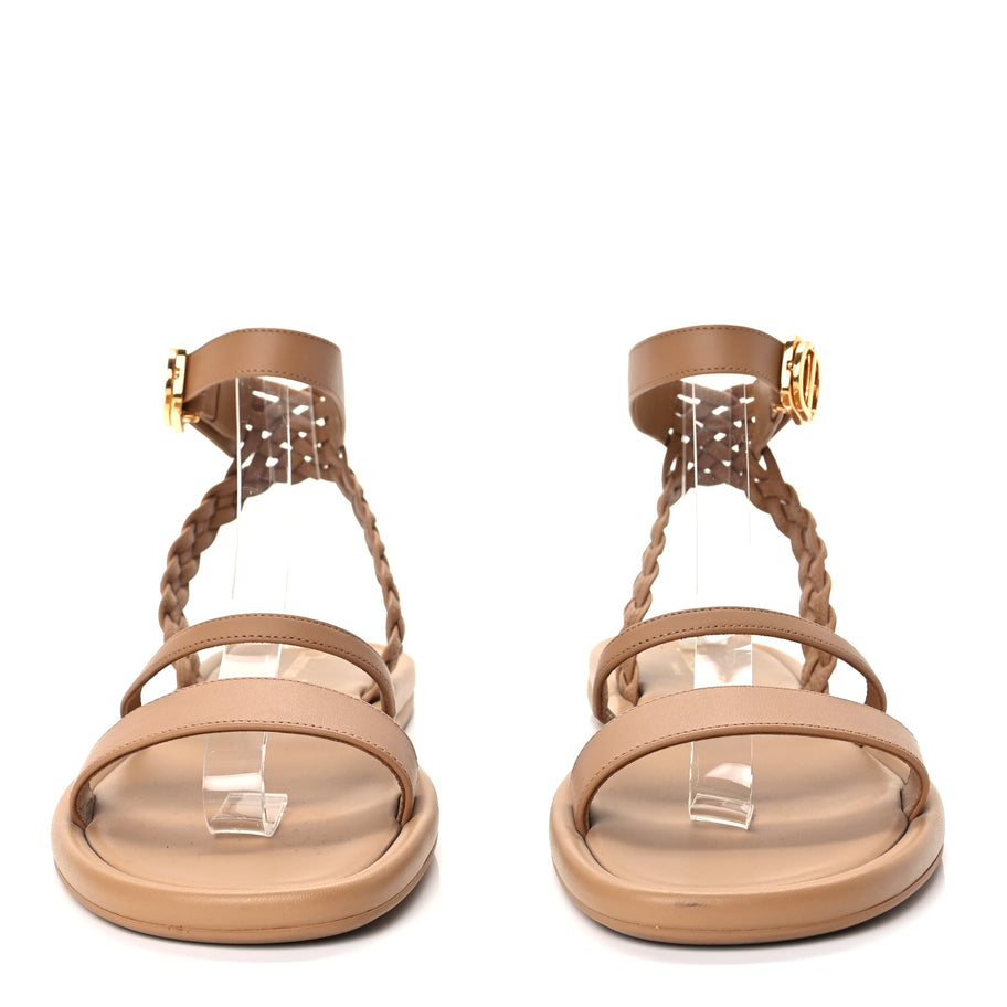 Christian Dior Calfskin Egee Sandals 37 Brown Image 3