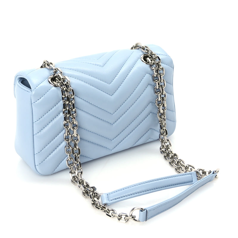  Gucci Lambskin Matelasse Small GG Marmont Shoulder Bag Light Blue